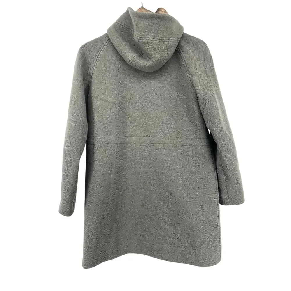 J. Crew Women’s 4P Stadium‎ Cloth Nello Gori Green Wool Duffle Pea Coat Hooded - Picture 5 of 10